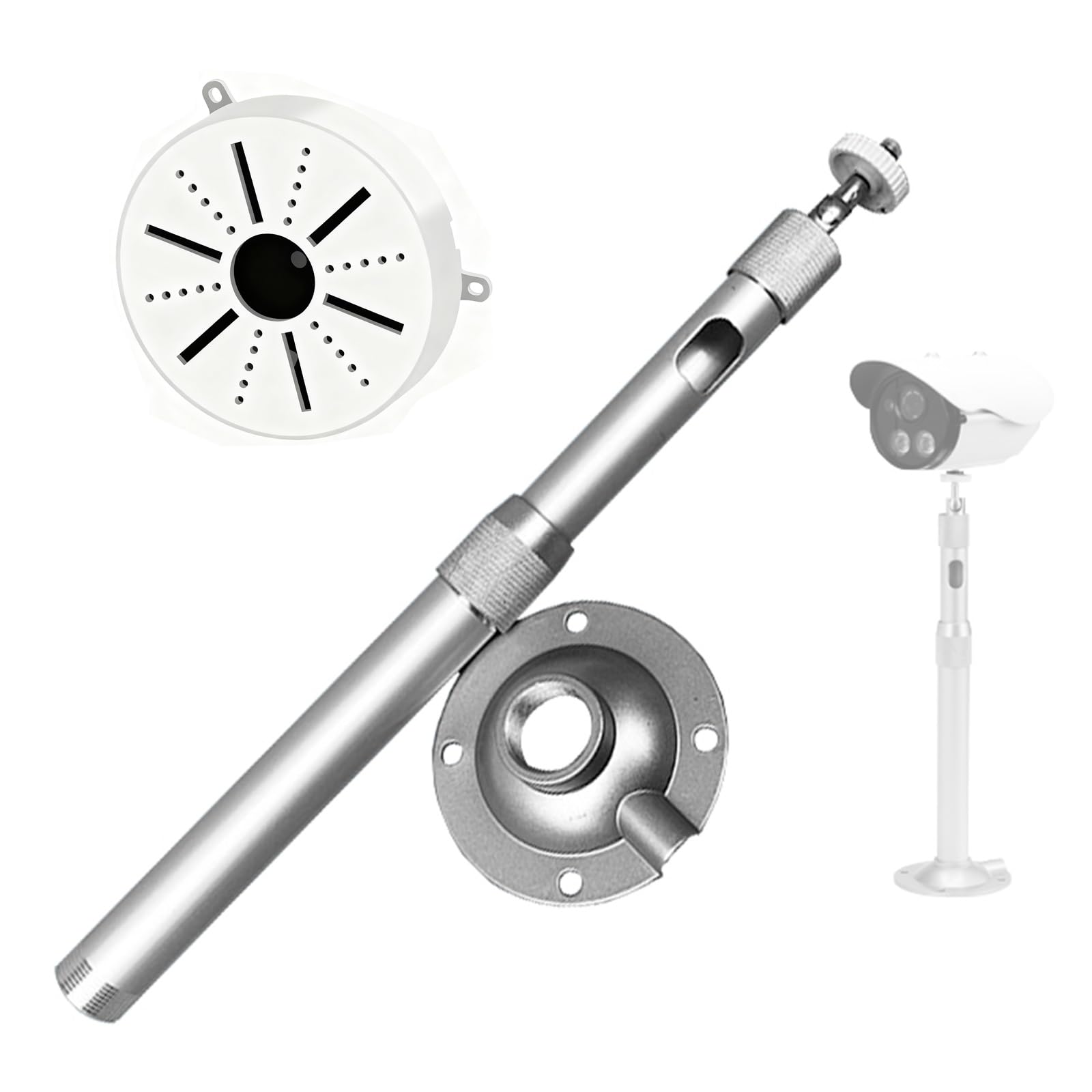 üBerwachungskamera halterung Verstellbarer Mast für Überwachungskameras im Außenbereich, Weitwinkel-Überwachungsmast aus Aluminiumlegierung mit 360°, universeller CCTV-Mast(70-150cm/27.5-59in)