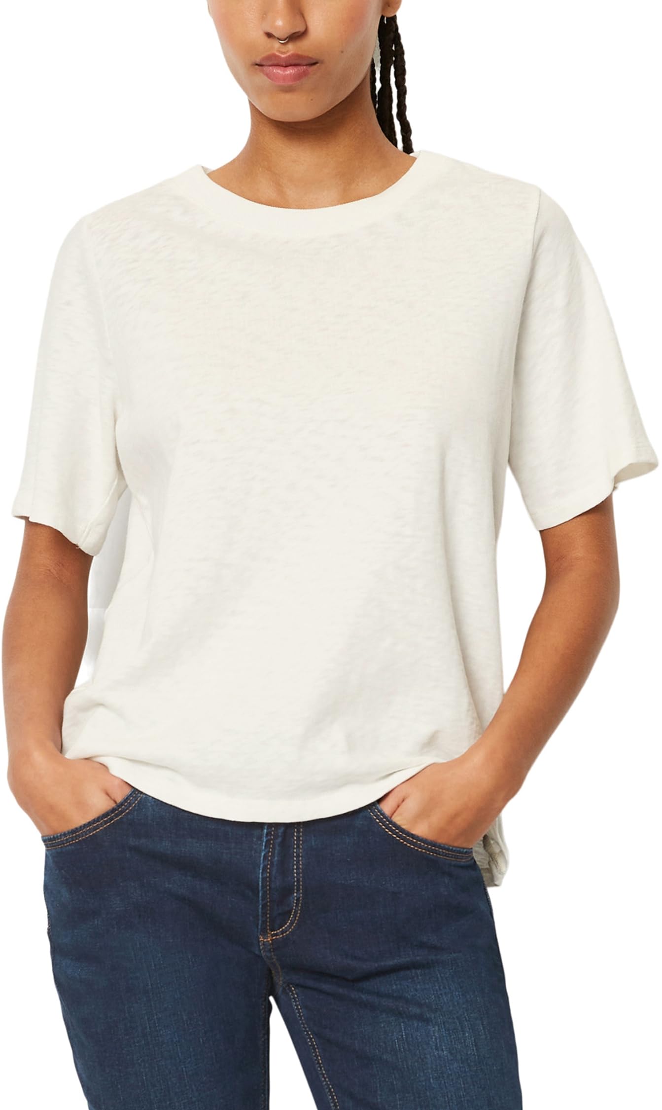 Marc O'polo Women's White Marc Oߴpolo Denim Organic Cotton T-Shirt With Round Neck, (Scandinavian ), M