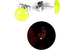 Glowing 8 mm. Granite Inlay Stainless Steel Stud Earrings for Women Teen...
