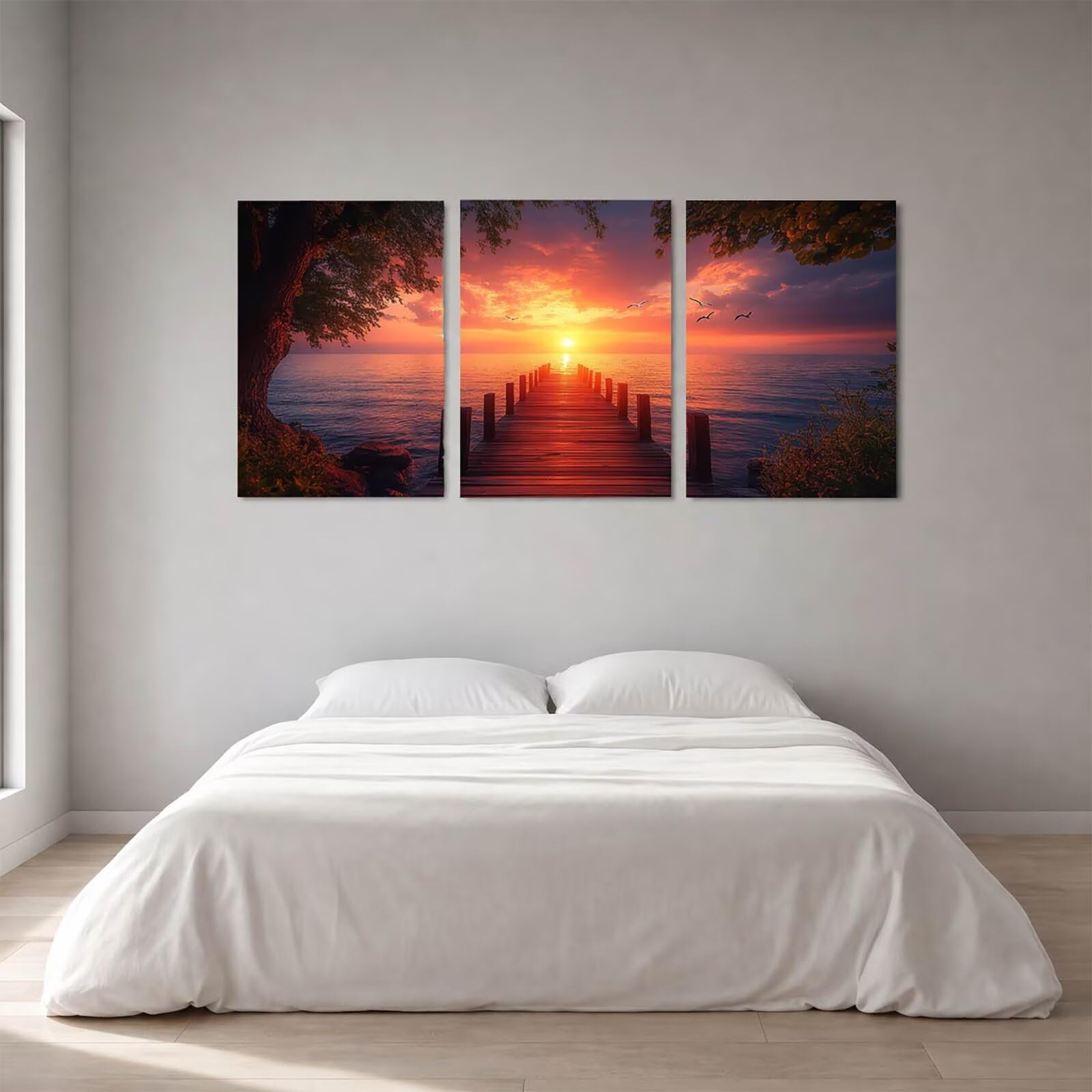 3 szt. Drewniany most do malowania diamentami kompletny zestaw, obraz morski diamentowy, diamentowy obraz diamentowy malowanie cyframi dla dorosłych 40 x 60 cm x 3, zestawy do malowania kryształowego
