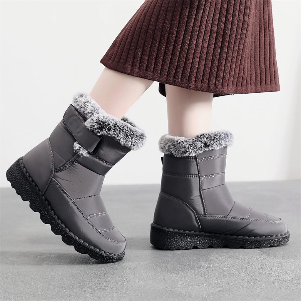 Damskie śniegowce, ciepłe buty zimowe, uniseks, z krótką cholewką, kozaki outdoorowe, na kemping, wędrówki, zimowe botki, Szary 39, 35 EU