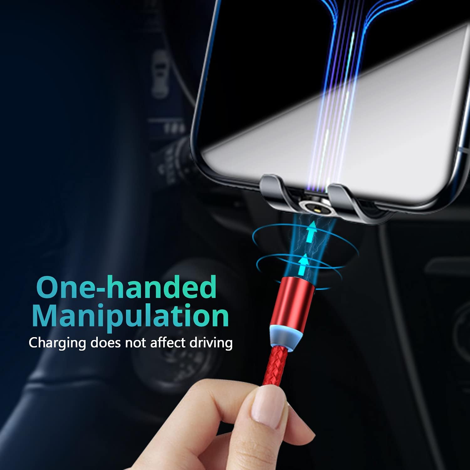 Magnetic Charging Cable [Red 4-Pack,3/3/6/6ft] 3 in 1 Magnet USB C Phone Charger Cable Micro USB/USB Type C/i-Products Magnetic Tips Compatible for iPhone Android Samsung Oneplus Smartphone Cord