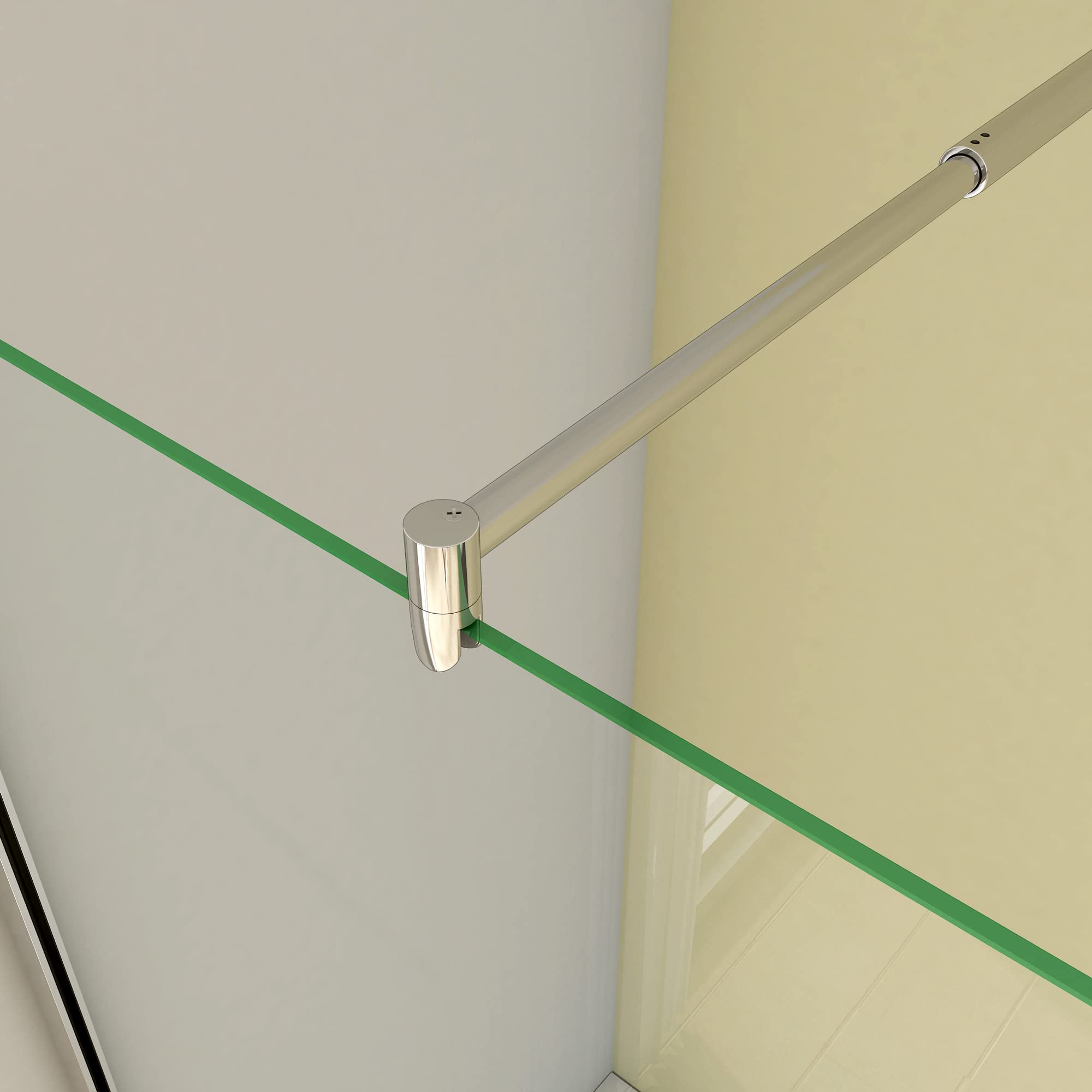 70x185cm Mampara de ducha frontal 1 hoja sin marco exterior, 6mm cristal templado antical, barra 70-120cm