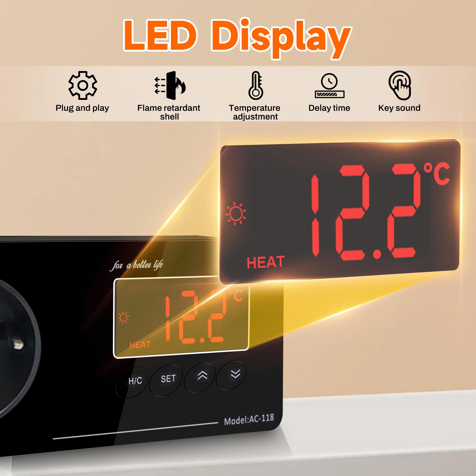 Termostato Enchufe 220V, Termostato Reptiles Terrario de Enchufe con Sensor y Pantalla LCD, Controlador de Temperatura de Enfriamiento de Calefacción para Incubadora Invernadero Reptil Acuario