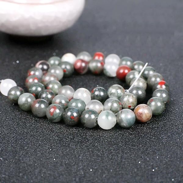 Gemstone Beads for Jewelry Making, Sold per Bag 5 Strands Inside, African Blood Jasper 6mm - 4