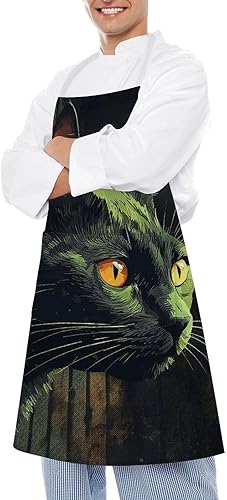 Miniatura 4 de MUSM Apron for Adults - 27.6 X 31.5 Inch, Heavy-Duty Polyester Aprons with Two Large Pockets, Waterproof Peeping on The Wall Kitchen Apron for