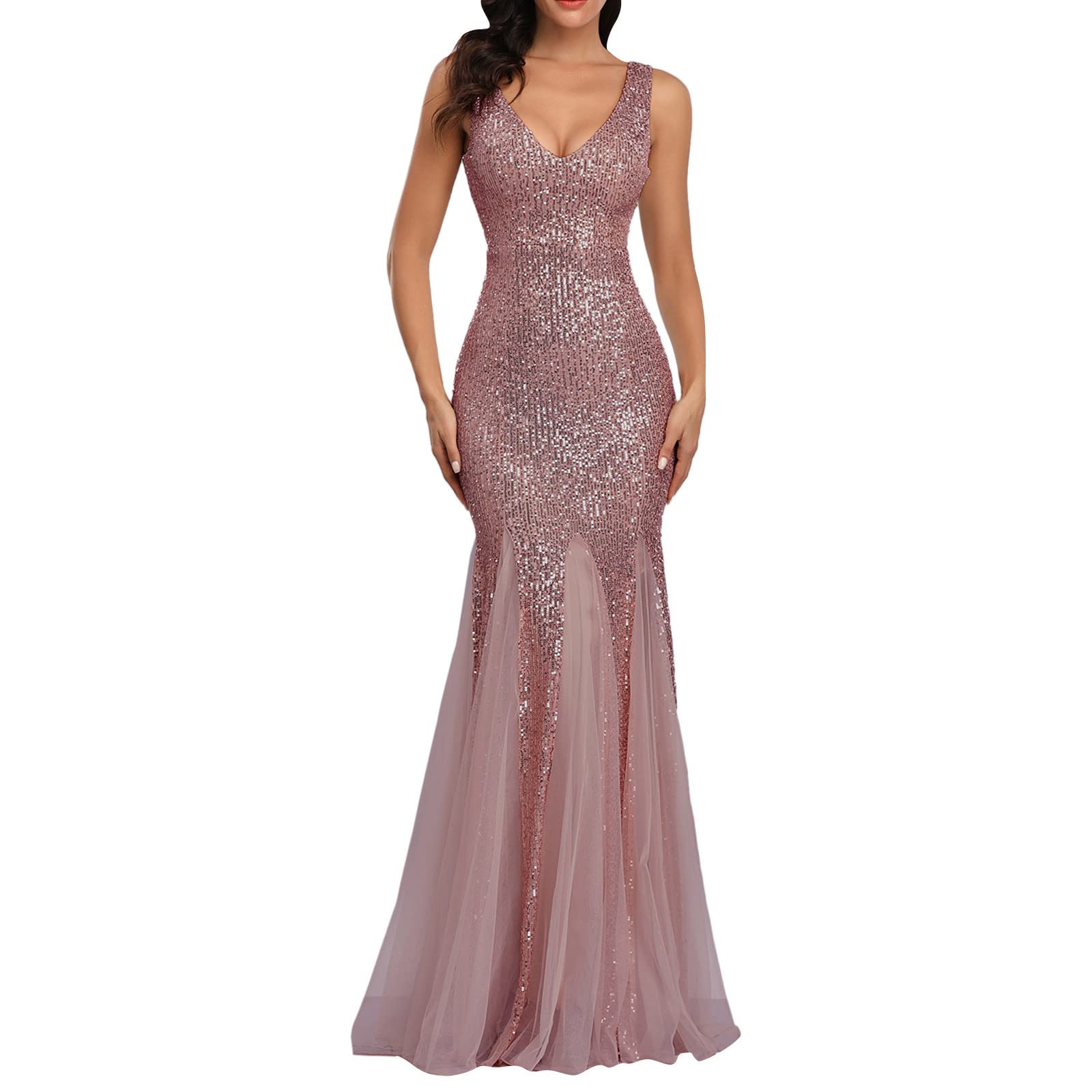 Abito Sera Damigella d'Onore Curvy Festa Ballo Abiti Vintage Sposa Eleganti da Sera Cerimonia Abito da Donna Vestito da Sera Classico Lunghi Abiti Donna Cocktail