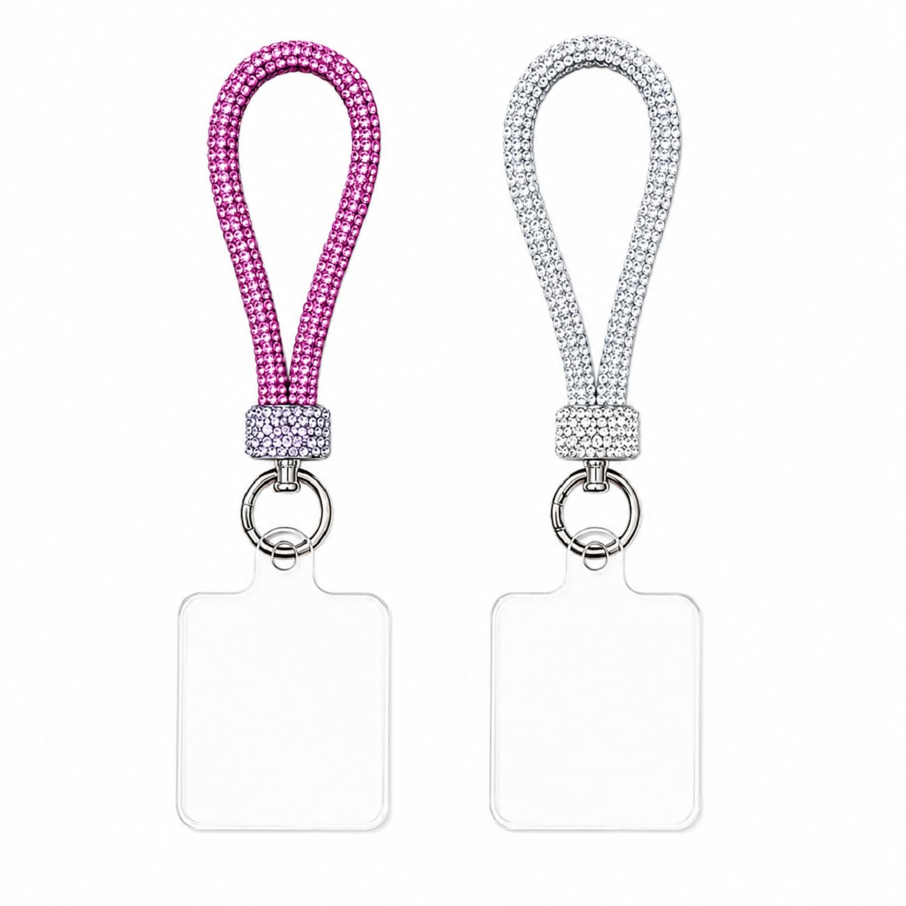 trady Rhinestone Card Holder with Strap for Women Girls Bling Badge Holder Keychain Sparkling Wristlet Lanyard with Clear ID Card Case Stylish Portable for Office School Travel 2 Pack-picture-10