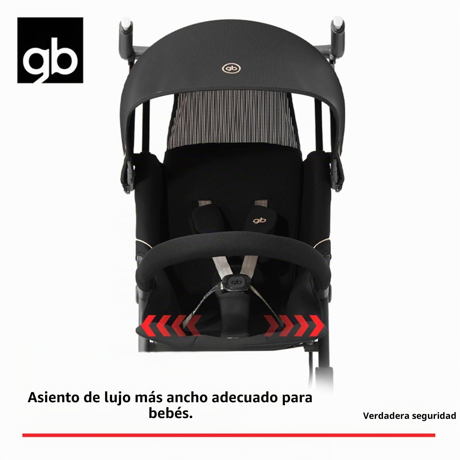 gb Pockit+ - Cochecito de bebé ligero POCKIT 3H todo terreno, 6-36 meses, plegado en un segundo, marco de aleación aeroespacial, asiento ajustable, compacto y fácil de viajar, 5.9 kg, negro y dorado
