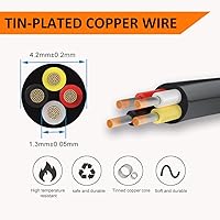 Vista 2 de Cable eléctrico de calibre 22 y 4 conductores, cable negro trenzado de 50 pies de bajo voltaje 22/4, funda de PVC, cable de alimentación