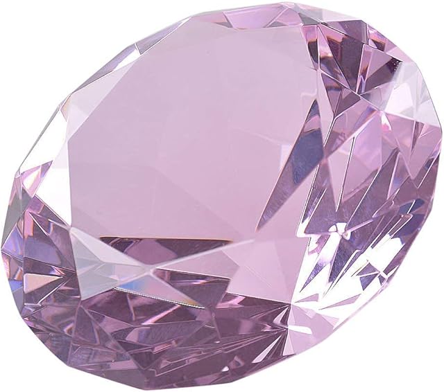 LONGWIN 60mm W Crystal Diamond Paperweight Ornament Home Venue Decorations Solid Color Pink