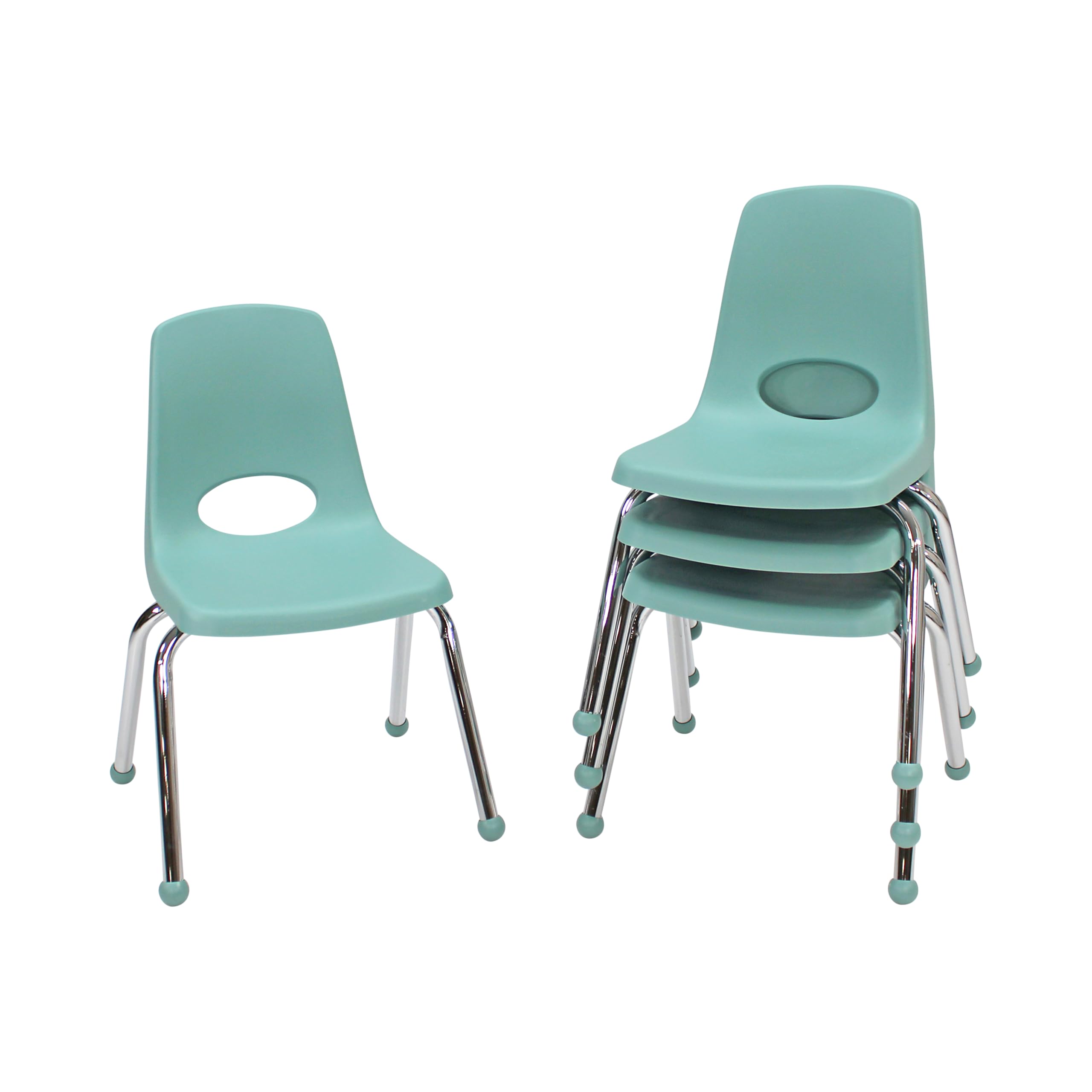 FDP 14" School Stack Chair with Ball Glides, Seafoam, 4-Pack, 10380-SF