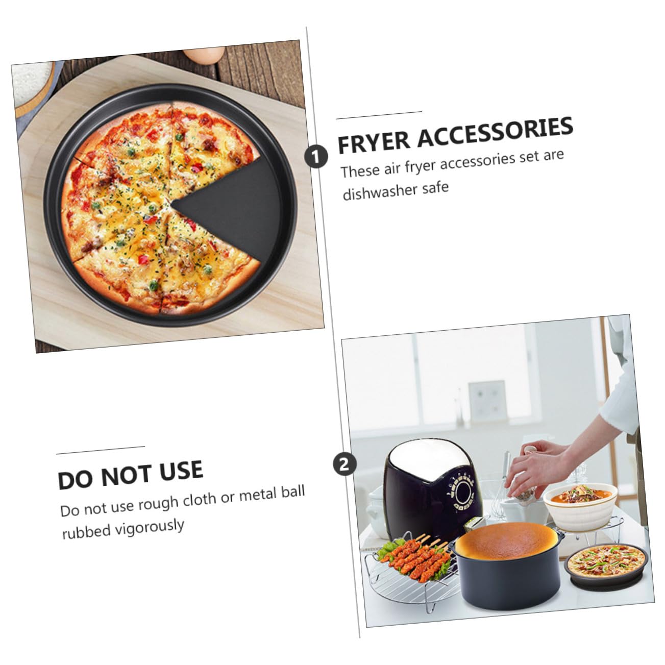 Cabilock 6pièces Friteuse à Air Chaud Kit Poêles à Frire Inoxydable Ustensiles De Cuisine Pour Plats Sauce Et Desserts