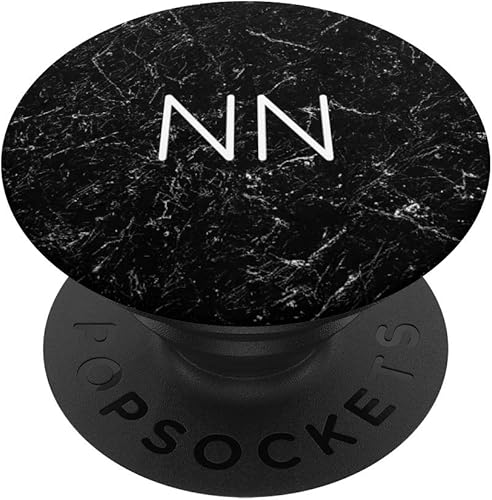 NN Monogram - Agarre y soporte para teléfonos y tabletas (2 letras), Negro
