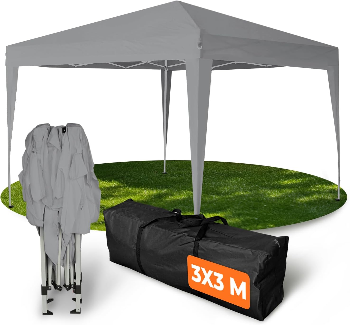 Kronenburg Faltpavillon wasserdicht 3x3m UV50+ Grau