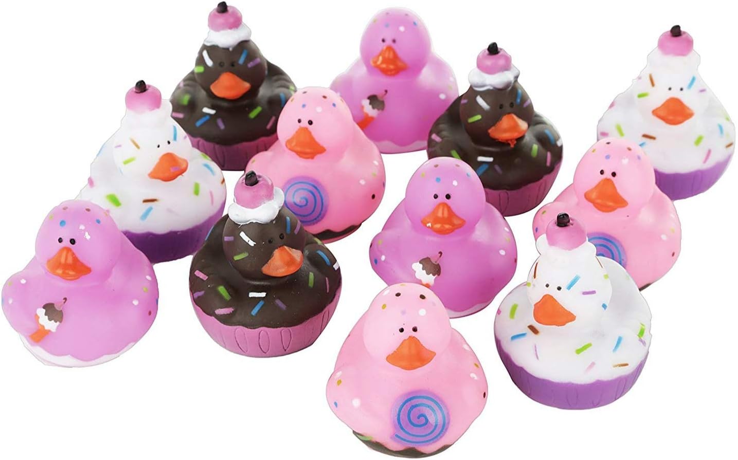 Valentine’s Day 12 Sweet Treat Cupcake Ice Cream Rubber Duckies, Super Cute Fun Novelty Ducks, Assorted Colors & Design, Perfect for Valentine’s Day or Any Holiday Decorations, (12 Pack)
