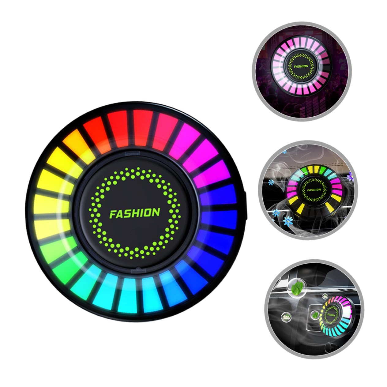 Amosfun 4 Pezzi Diffusore Profumo per Auto con Illuminazione Rgb LED Clip con Modalità Luce Atmosfera Personalizzabile per Interni Auto Accessorio Pratico e Facile da Installare