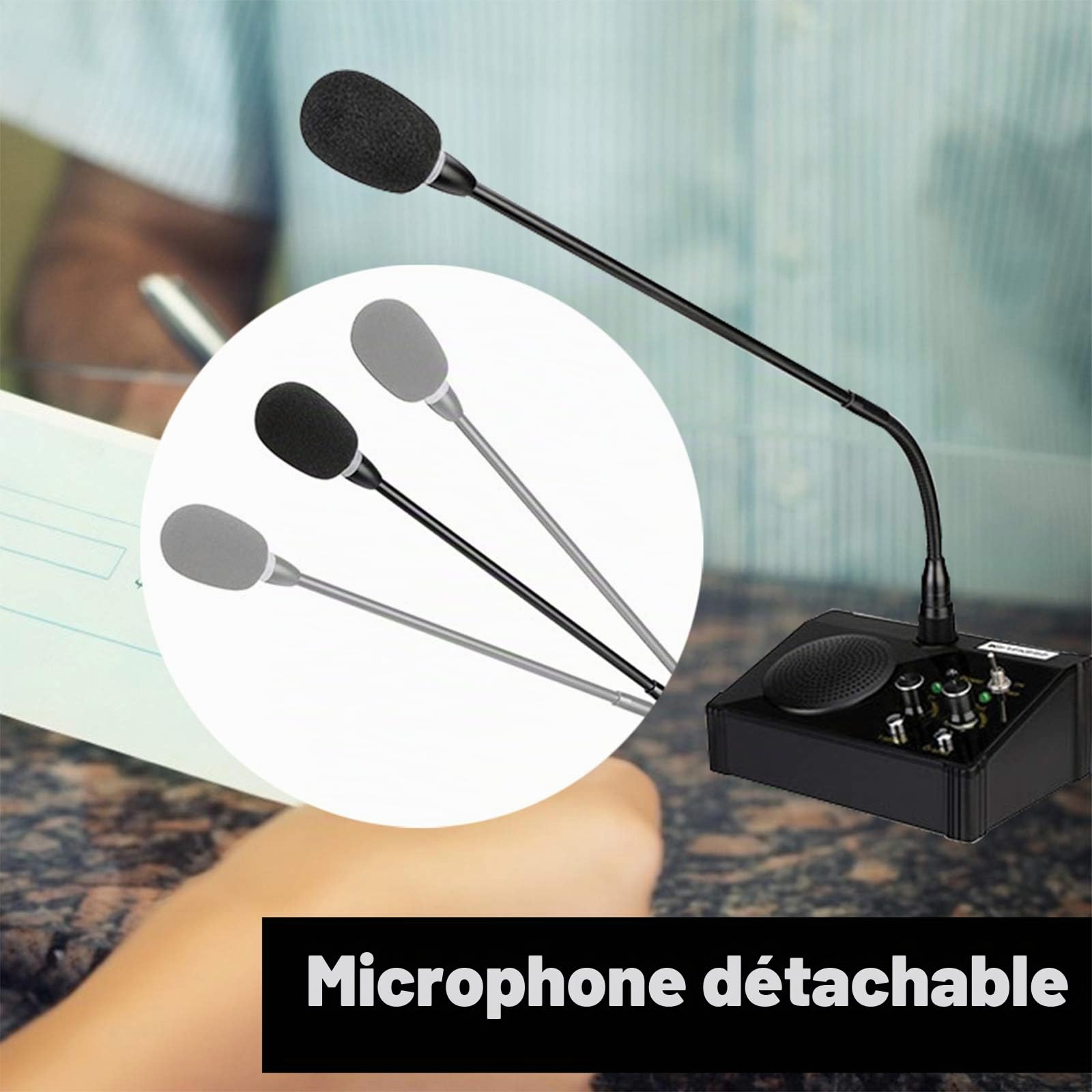 Retekess TW106 Haut-Parleur de Fenêtre, Interphone de Comptoir | pour Points de Contrôle Immigration, Cliniques, Banques, 2 Voies, Aucune Interférence de Bruit