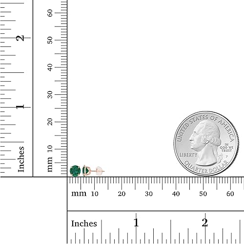 Miniatura 4 de Aretes tipo dormilona con engarce de garras de auténticas piedras preciosas redondas de 4 mm (0.157 pulgadas) de diámetro, en oro amarillo, blanco o