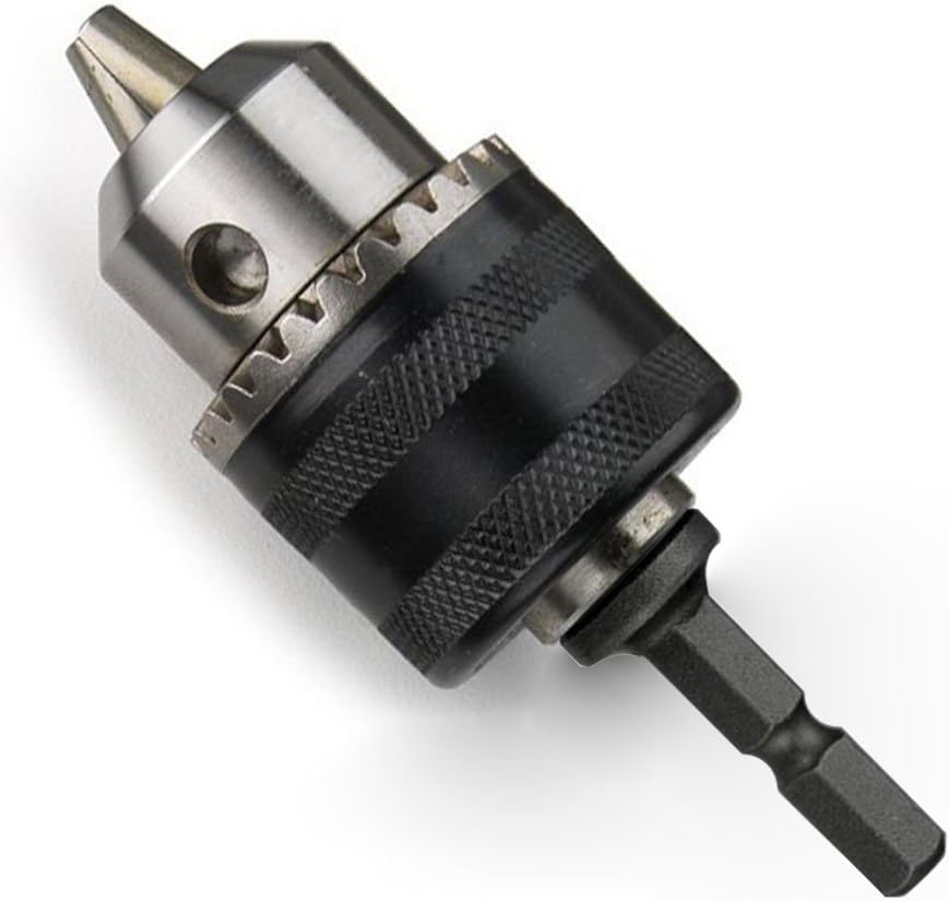 Yakamoz 0.6-6.5mm 1/40-1/4" Capacity Drill Chuck Adapter Converter with 1/4" Quick Change Hex Shank Impact Driver Conversion Tool