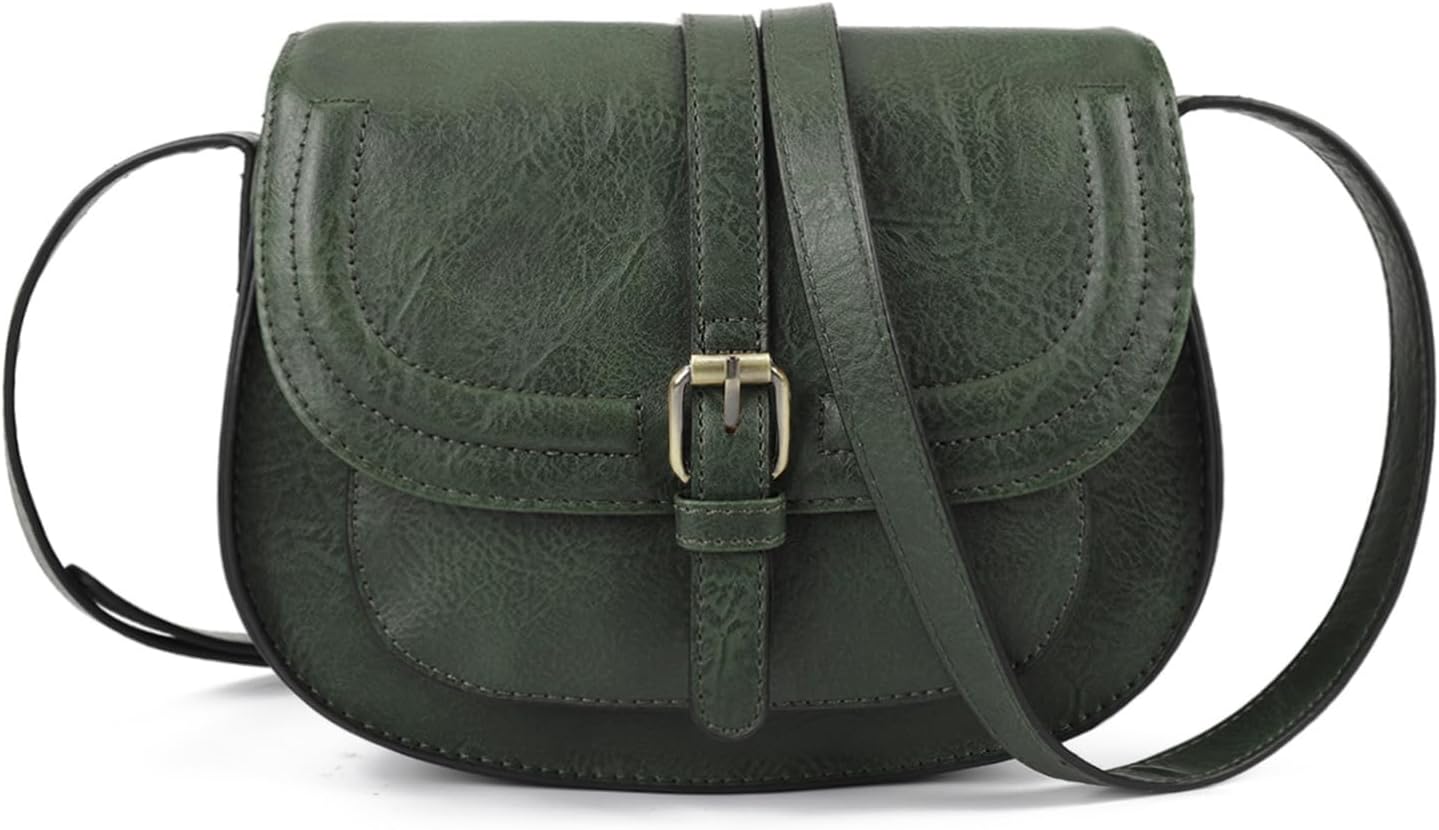Crossbody Bag for Women Small Satchel and Shoulder Bag Vintage Saddle Handbags Vegan Leather