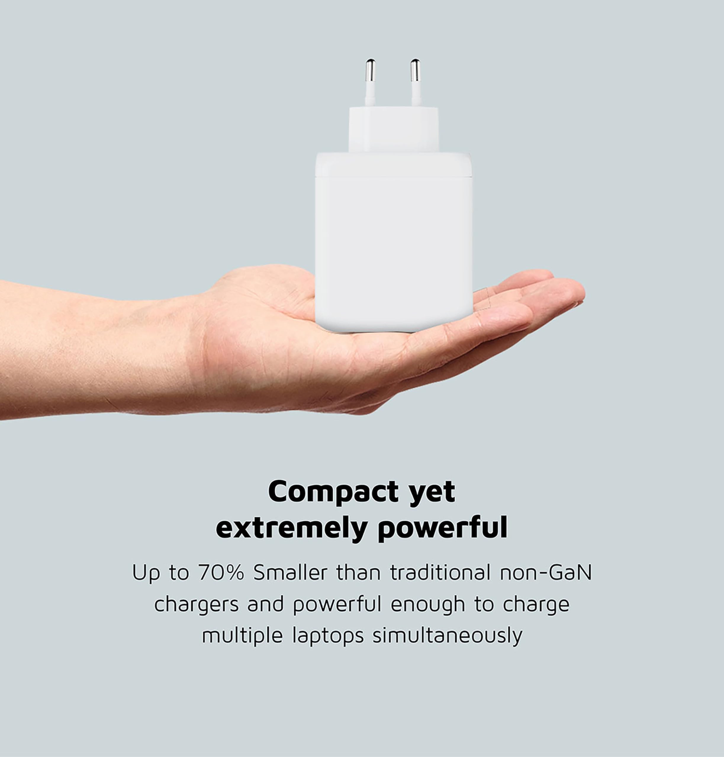 Xtorm NextGen caricatore da parete GaN2 a tre porte USB, ricarica rapida | Compatto ma potente, ricarica contemporaneamente fino a tre dispositivi con due porte USB-C e una porta USB-A.