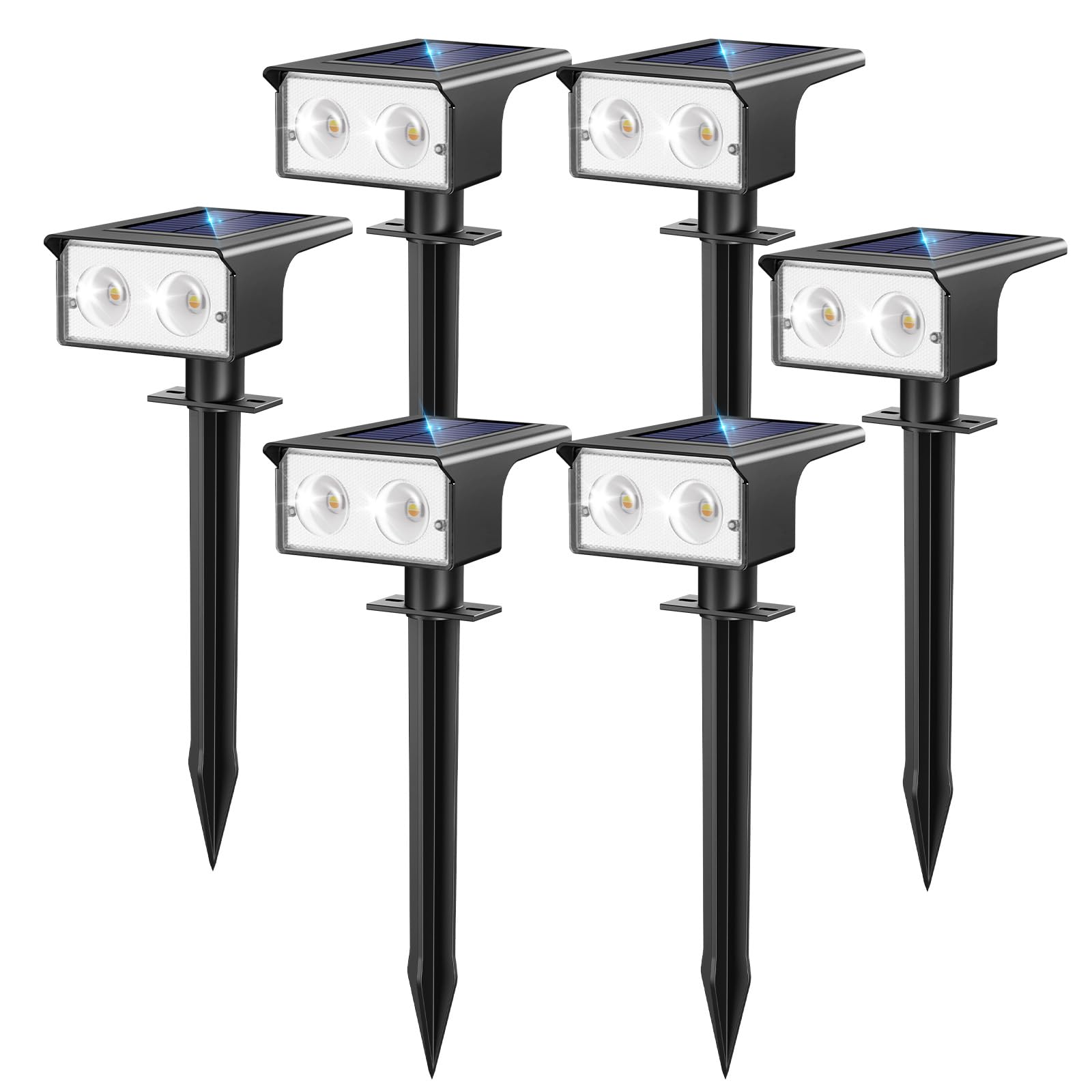 btfarm 6 Pack Solar Lights Outdoor Garden, 3000K/4500K/6000K Solar Spot Lights 3 Modes IP65 Waterproof Garden Spotlights Solar Powered, Auto ON/Off for Yard Driveway Pathway Landscape Lawn
