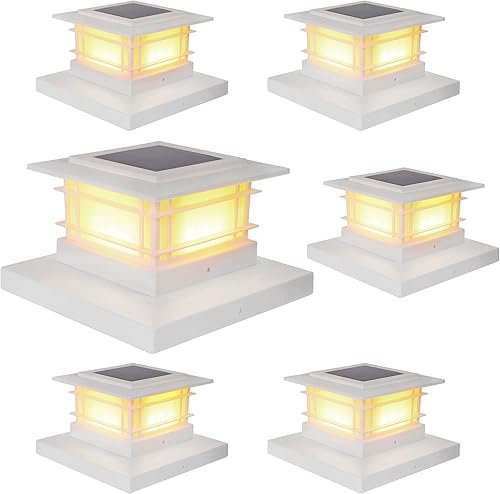 Dynaming Paquete de 6 luces solares para postes al aire libre, luz decorativa con tapa de poste, tapas blancas alimentadas por energía solar, disponible en Yaxa Colombia