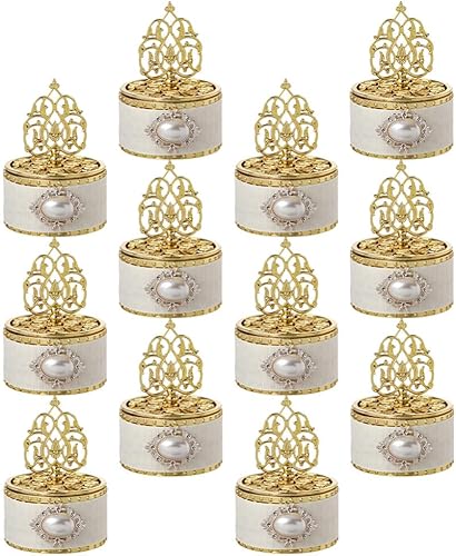 12 cajas doradas para recuerdos de fiesta, caja de dulces de lujo, caja decorativa para golosinas, estilo europeo, contenedor para boda, cumpleaños,