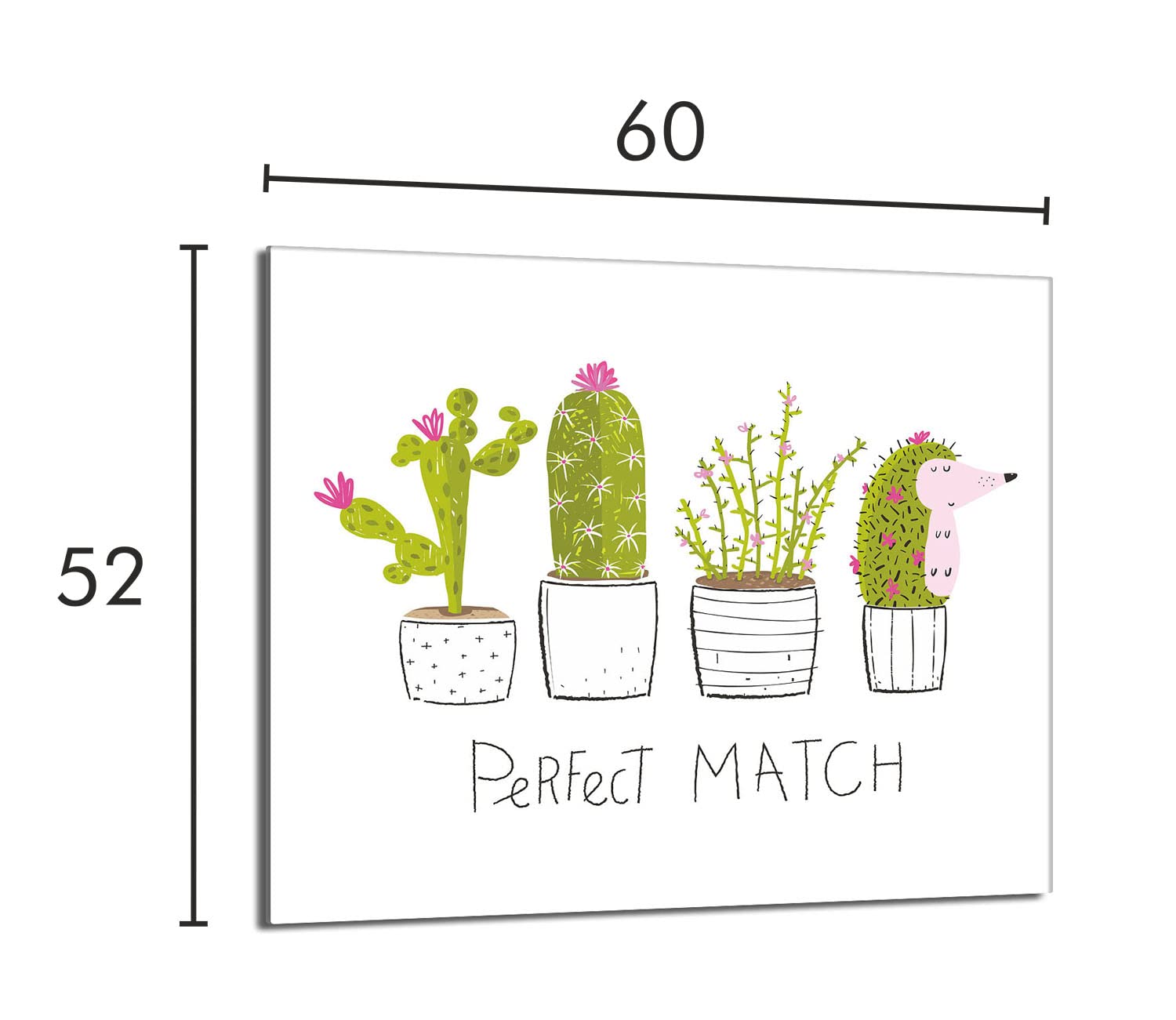 Placa protectora de vitrocerámica 60 x 52 cm 1 pieza cocina eléctrica universal para inducción protección contra salpicaduras tabla de cortar de vidrio templado como decoración, CACTUS