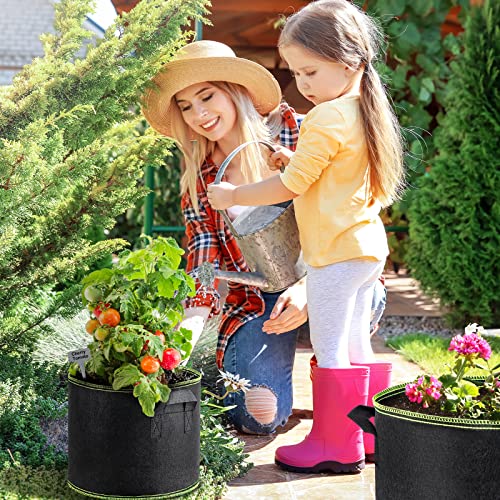 Decorlife 12-Pack Grow Bags, 7 Gallon Thickened Nonwoven Fabric Pots With Handles, Black, Come With Plant Labels #TOP1