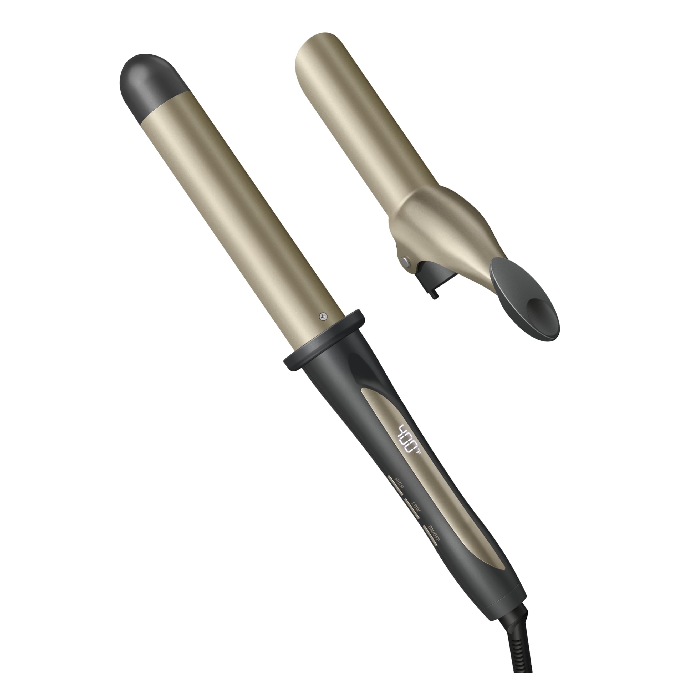 INFINITI PRO CONAIR Tourmaline Ceramic 1¼-Inch Curling Wand, Detachable Clip Turns Wand into Curling Iron, Produces Flawless Waves and Curls, For Use on Medium and Long Hair, Dark Grey