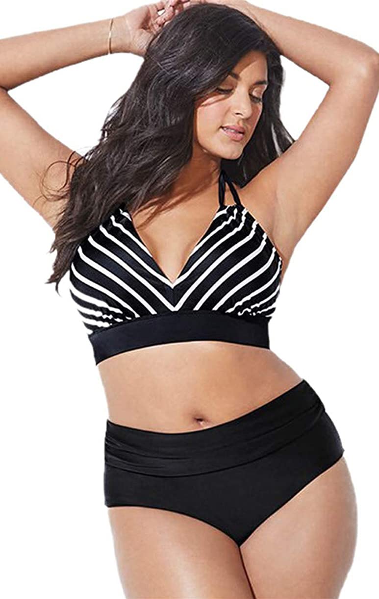 CheChury Mujer Tallas Grandes Traje de Baño de Dos Piezas Mujer Verano Sexy Bikinis Acolchado de Cintura Alta Push Up Braga Alta Brasileño Playa Natación Conjunto de Bañador Mujers Ropa de Baño Sets
