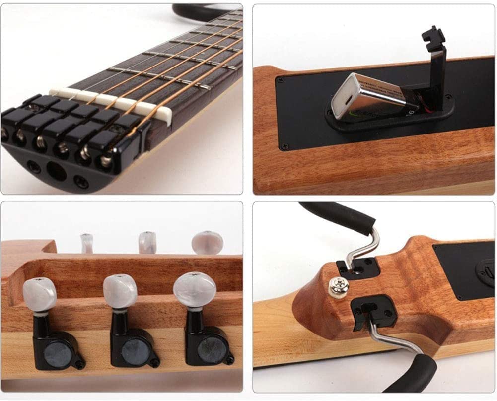 Traveler Guitar Stumm Reisegitarre Mit Deluxe Akustikgitarre Tasche (6-Saiten Set) für Anfänger Mit Gitarrensaite, Gitarrengurt, Gitarrentasche, Capo für Gitarre Left