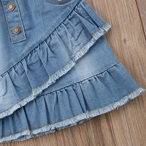 Toddler Kids Girls Denim Mini Skirt Outfit Infant Baby Girl Ruffles Short Dress3