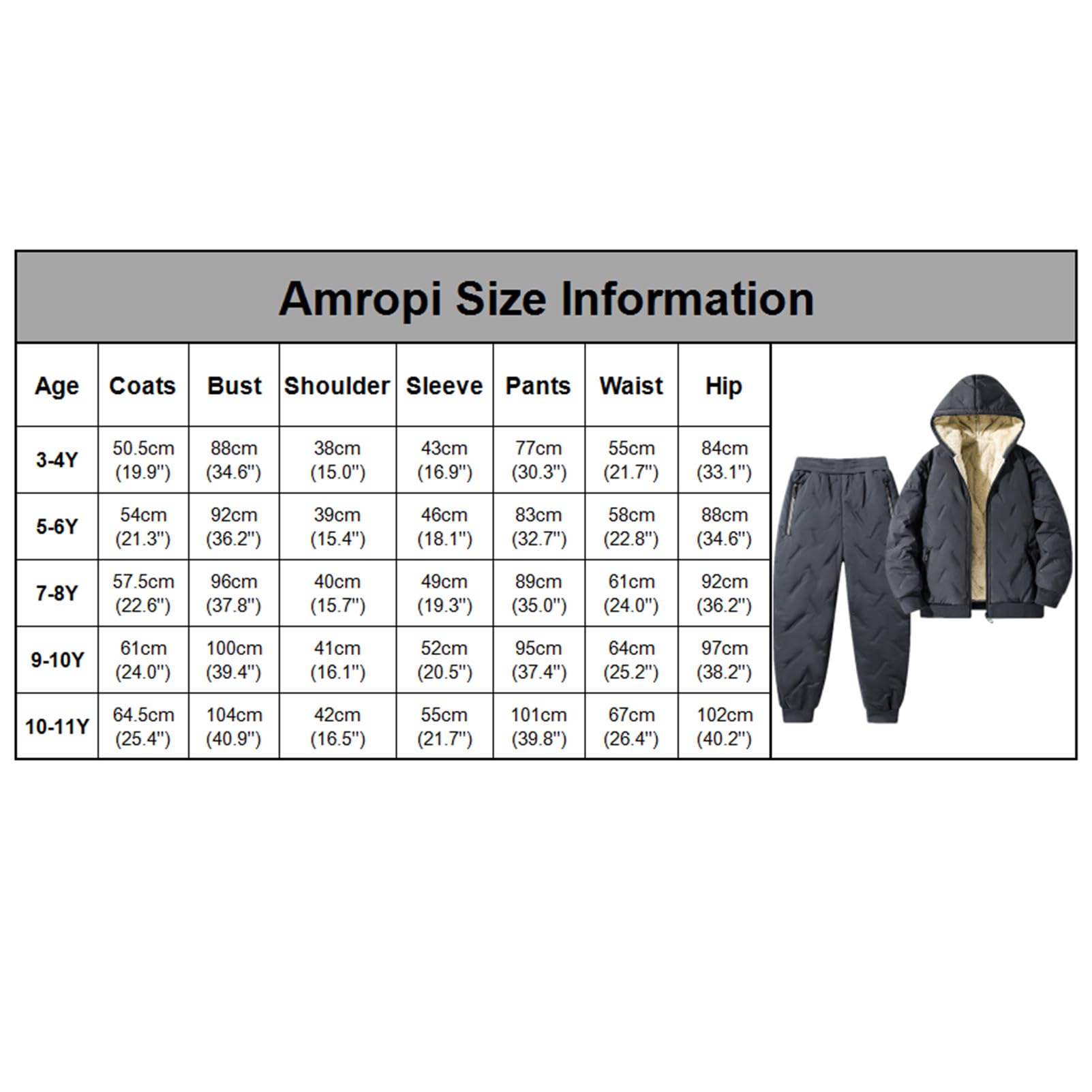 amropi Ensemble de Survêtement en Polaire pour Garçon Veste à Capuche Doublée de Fourrure Pantalon de Jogging Tenue de Hiver