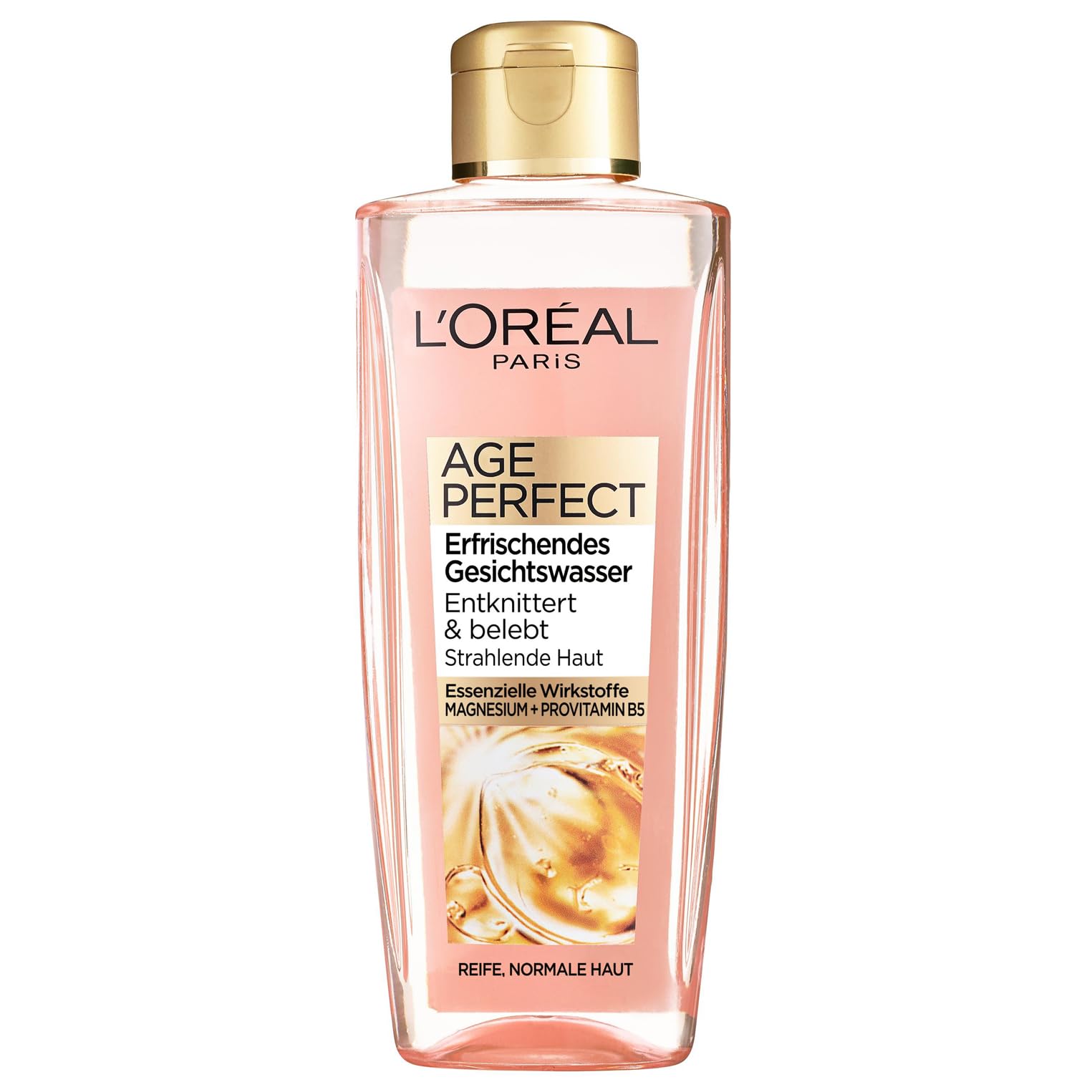 L'Oréal Paris Erfrischendes Gesichtswasser für Frauen: befreit die Haut von Verschmutzungen und bereitet sie optimal auf die Pflege vor mit Provitamin B5 und Magnesium, Age Perfect, 1x 200ml