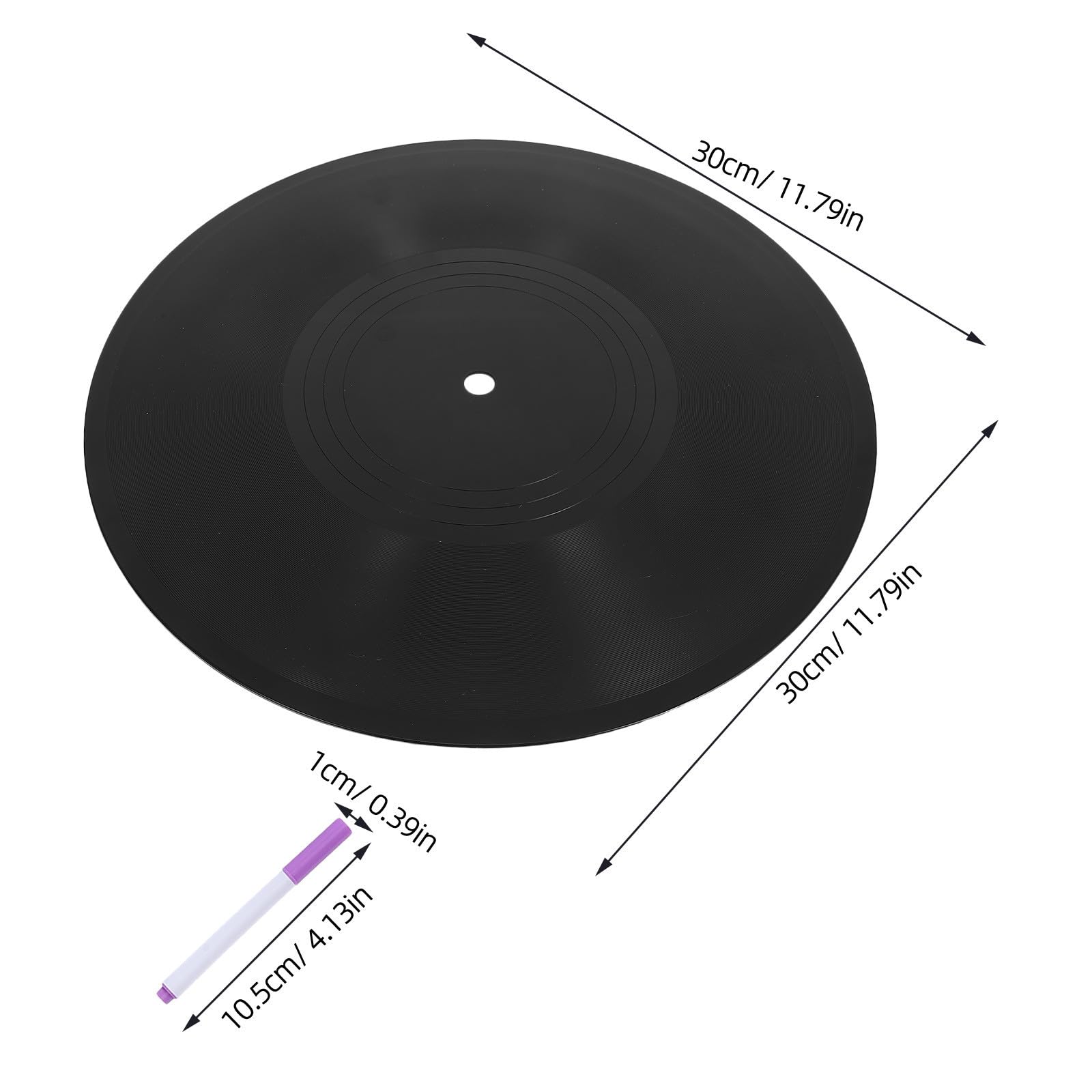 GLEAVI Disco de Vinilo Retro Negro de Plástico para DIY con Marcadores Incluidos, Ideal para Guestbook Alternatives y Decoración de Pared