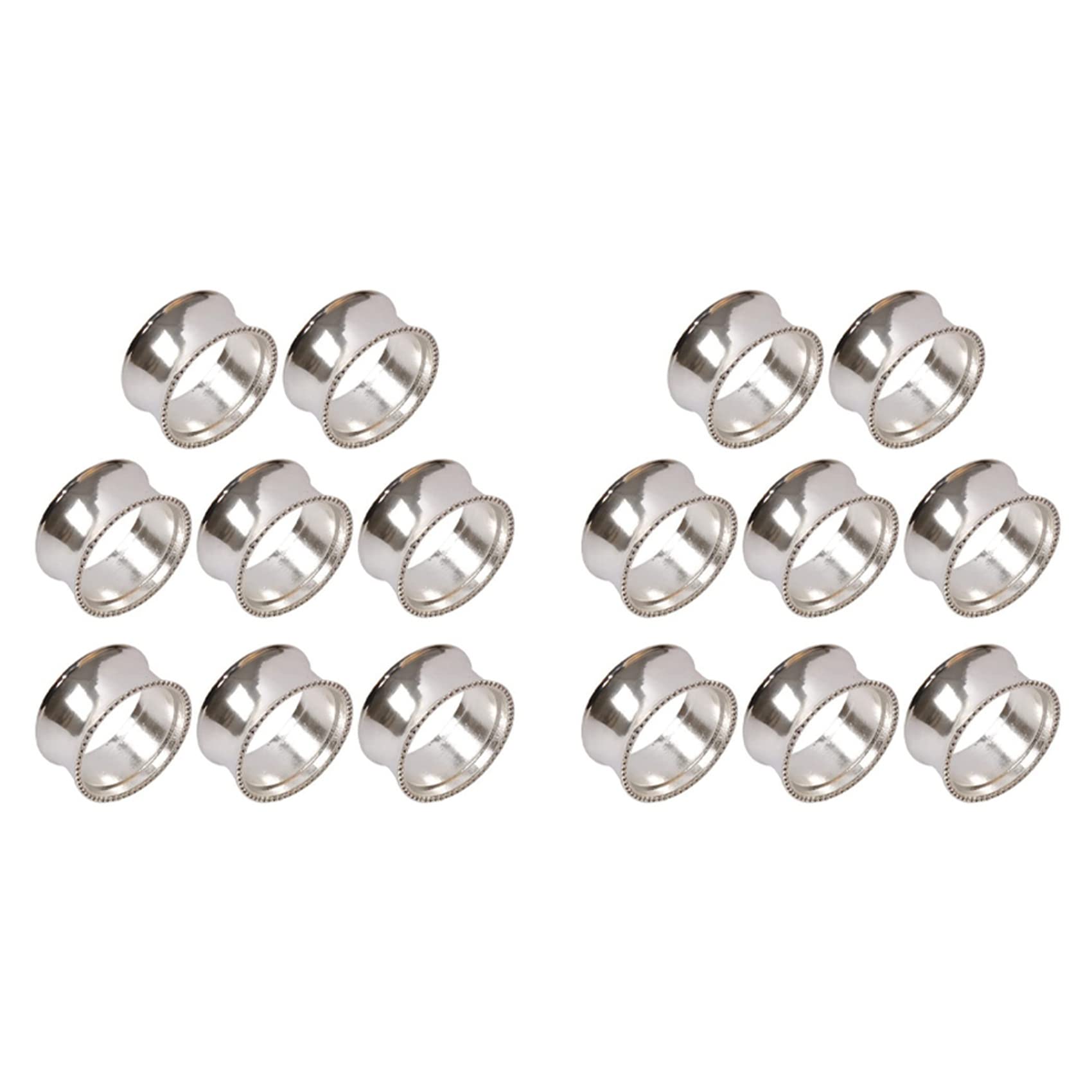Hndhbfgrt 16 Pieces of Zinc Alloy Beaded Napkin Ring Delicate Napkin Buckle (Silver)