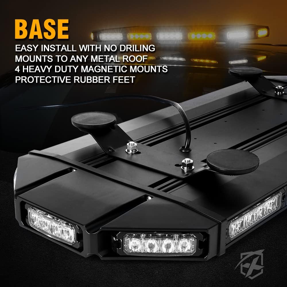 Lowest Price Xprite 27 White Amber Emergency Strobe Light Bar, Black Hawk High Intensity LED Warning Security Rooftop Caution Lightbar for Tow Trucks Construction Vehicle Patrol Cars Snowplow Safety 🔥 Xprite 27 White Amber Emergency Strobe Light Bar, Black Hawk High Intensity LED Warning Security Rooftop Caution Lightbar for Tow Trucks Construction Vehicle Patrol Cars Snowplow Safety