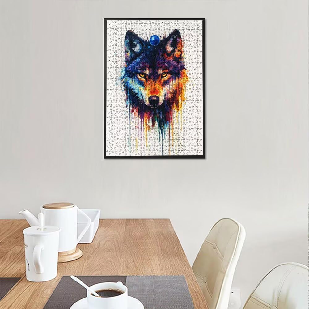 Puzzle 4000 sztuk, malowanie wilka puzzle dla dorosłych 4000, drewniane puzzle, klasyczne gry edukacyjne, niemożliwe wyzwanie, gry i zajęcia rodzinne, prezent kreatywności DX0YL11001