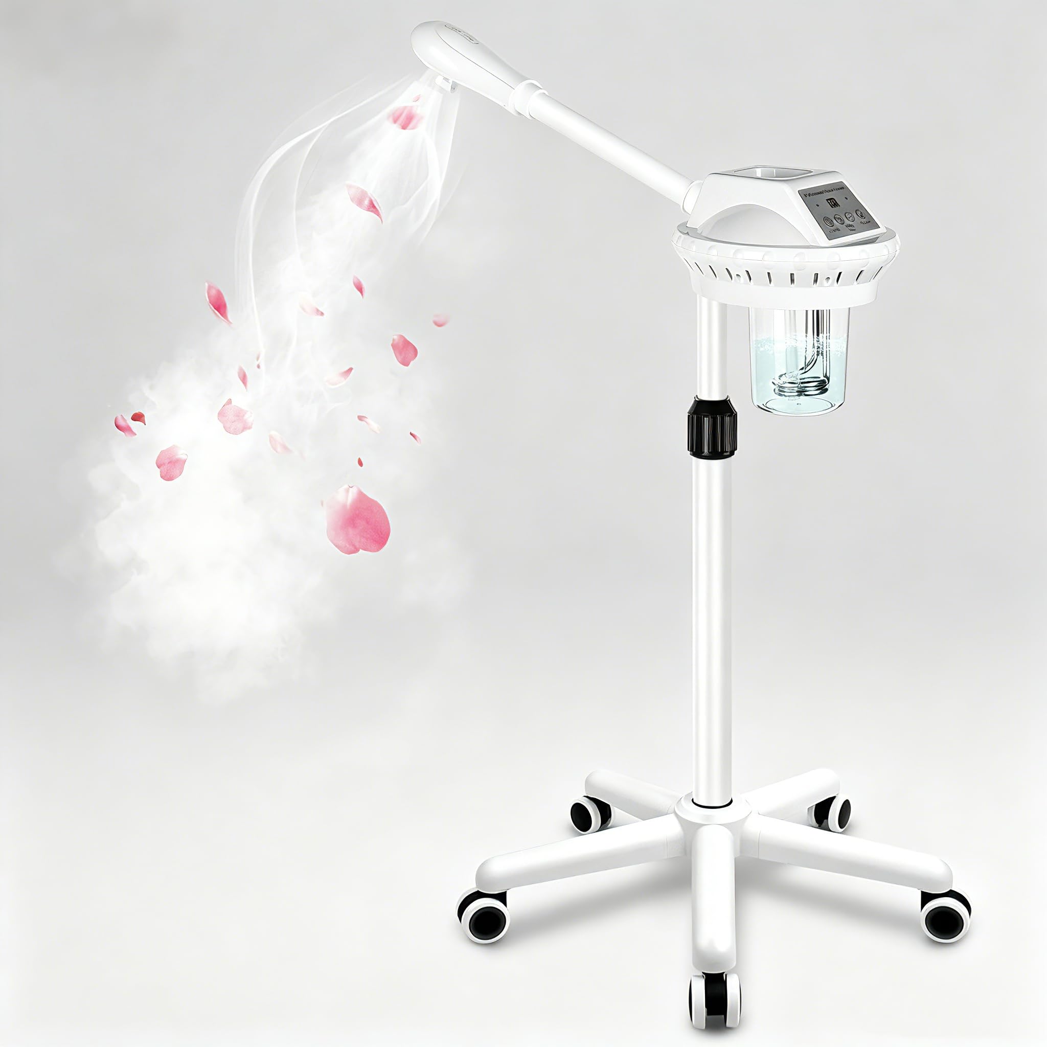 Vaporizador facial profesional, vaporizadores esteticistas sobre ruedas, vaporizadores faciales de pie para limpieza profunda facial, vaporizador para cuidado personal o spa, hidratante e hidratante
