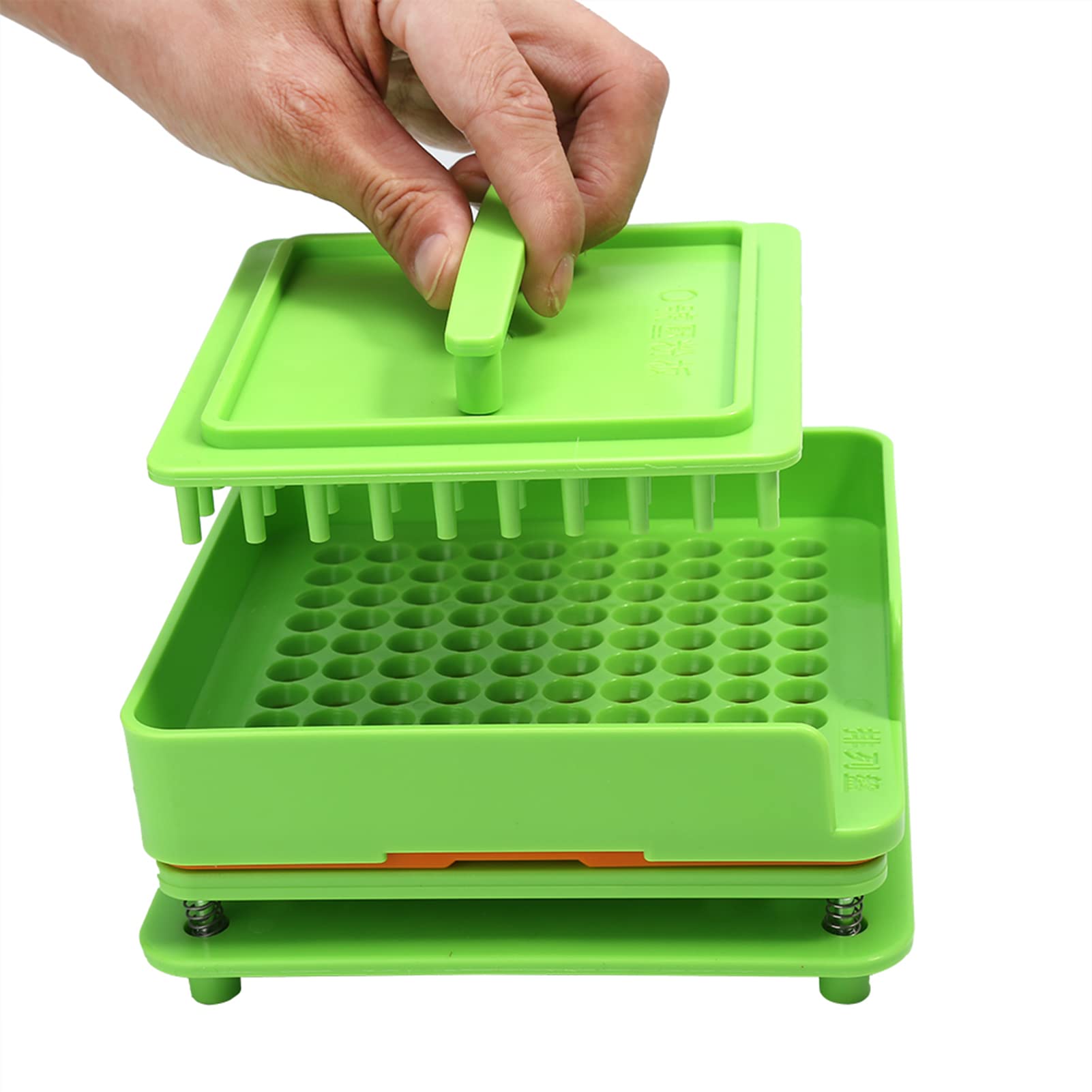 Llenadora Manual de Cápsulas, 100 Orificios, Tamaño 0, Bandeja para Cápsulas de Gelatina Vacías con Placa de Llenado de Polvo, Color Verde
