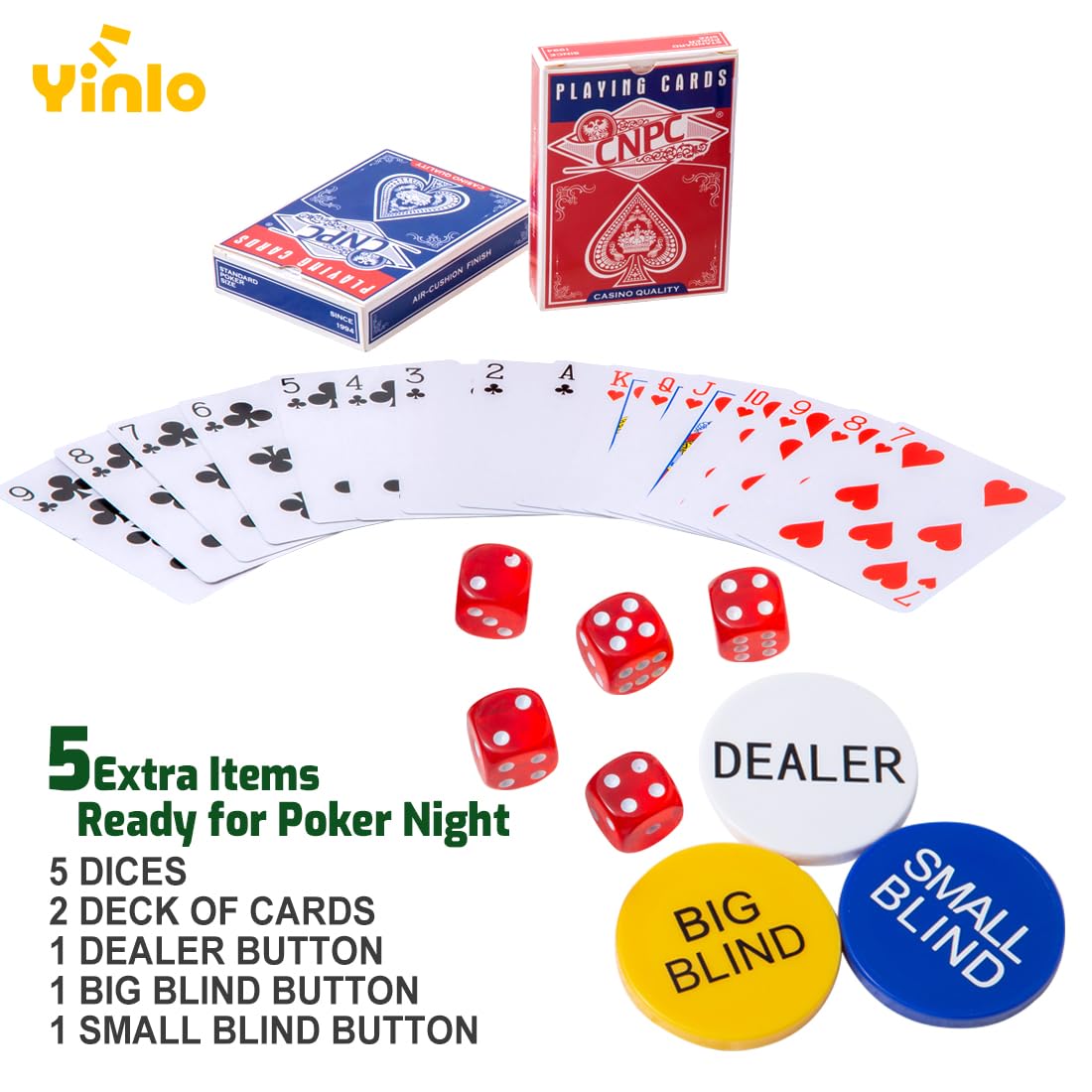 Yinlo Poker Chips Set, 200PCS Chips Set with 5 Colored Chips, Poker Set with Traveling Case,11.5 Gram Casino Chips for Texas Holdem Blackjack Gambling