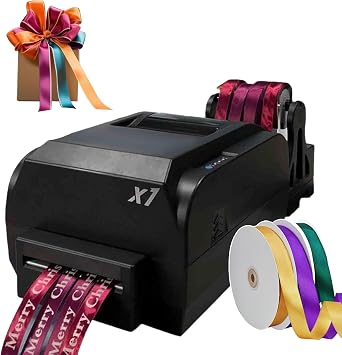 Digital Satin Ribbon Printing Machine, DIY Ribbon Printer with Holder Foil Stamping Fabric Label Printing Machine Supports 50+ Languages,Fourrow