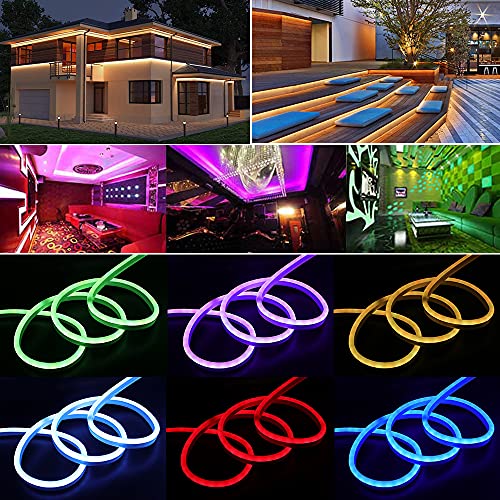 XUNATA 3m Neon LED Streifen Warmweiß, 220V 2835 120leds/m IP65 Wasserdichte, Diffusion Flex LED Schlauch für Heim DIY Festival Dekoration