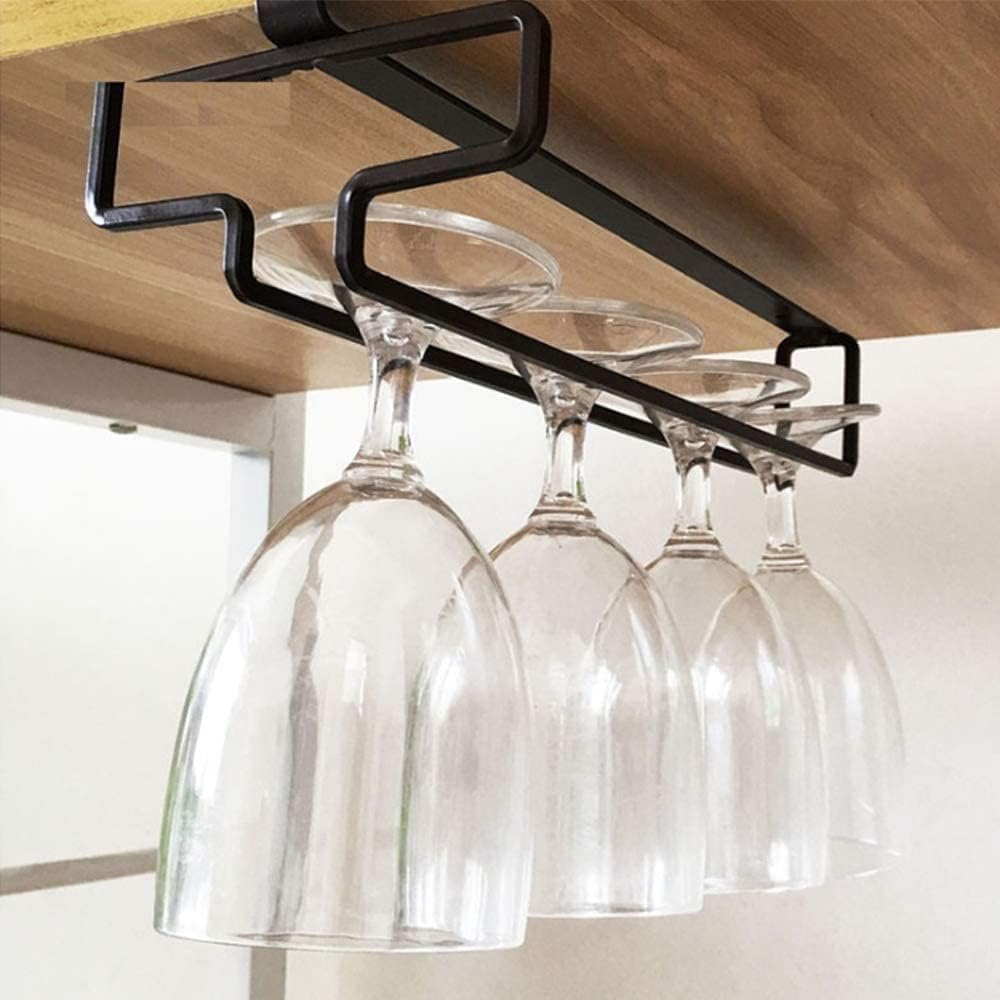 3 Pezzi Porta Bicchieri Sospesi, Wine Glass Rack Supporto Per Bicchieri A Calice Portabicchieri Sospeso Porta Calici Sottopensile per Calici Senza Foratura, Bar Ristorante Cucina, Bianco