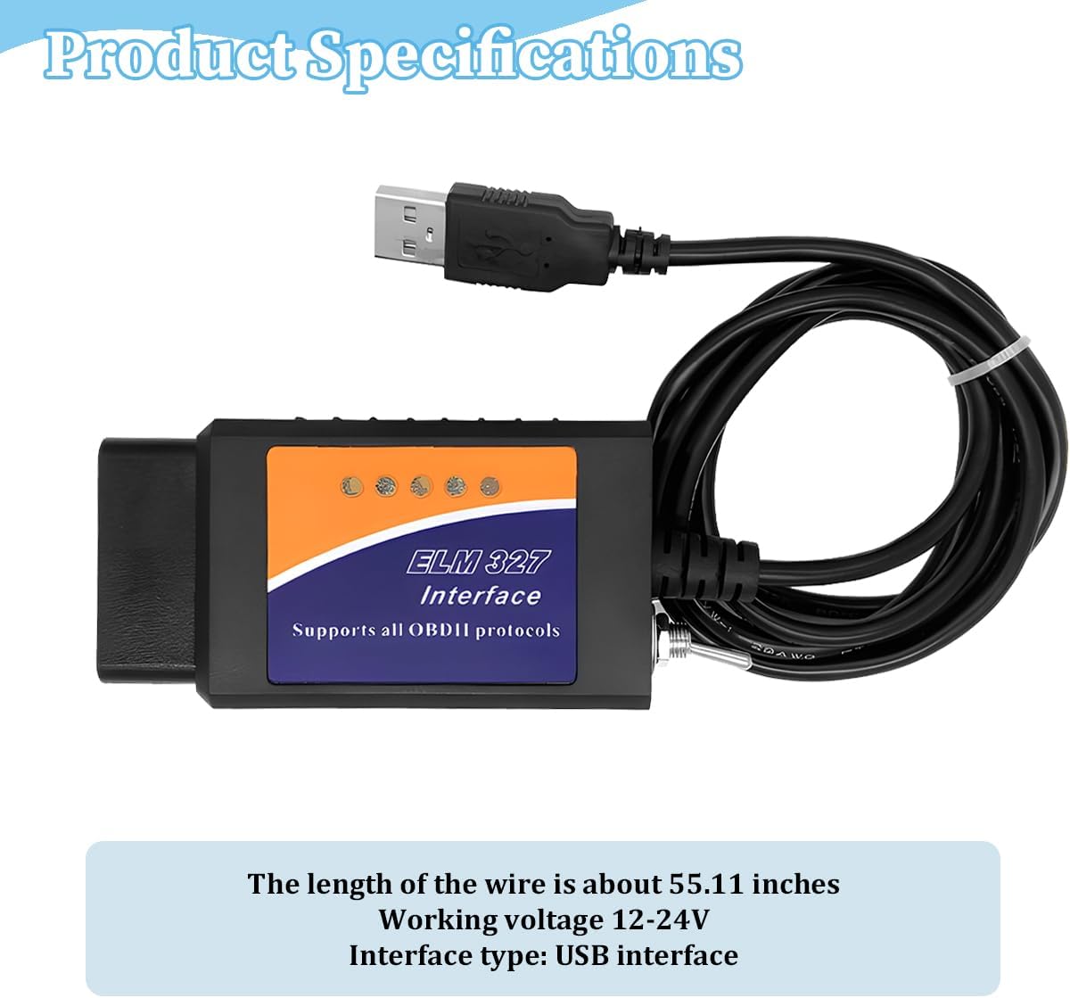 Car OBD2 USB Adapter, Vehicle OBD2 to USB Interface Cable Diagnostic Scan Tool with MS CAN/HS CAN Switch, Auto OBDII Scanner Diagnostic Connector, Compatible with S-Max C-Max Transit (Blue)