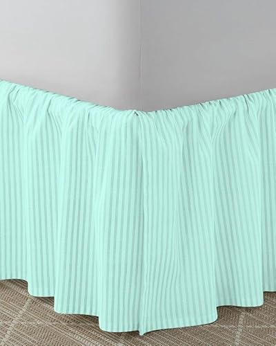 Aqua 1 Pc Dust Ruffle Striped Bedskirt 800 Tc, 100% Egyptian Cotton Bed Skirt Olympic Queen 15-Inches Striped Pattern With Split Corners #TOP1