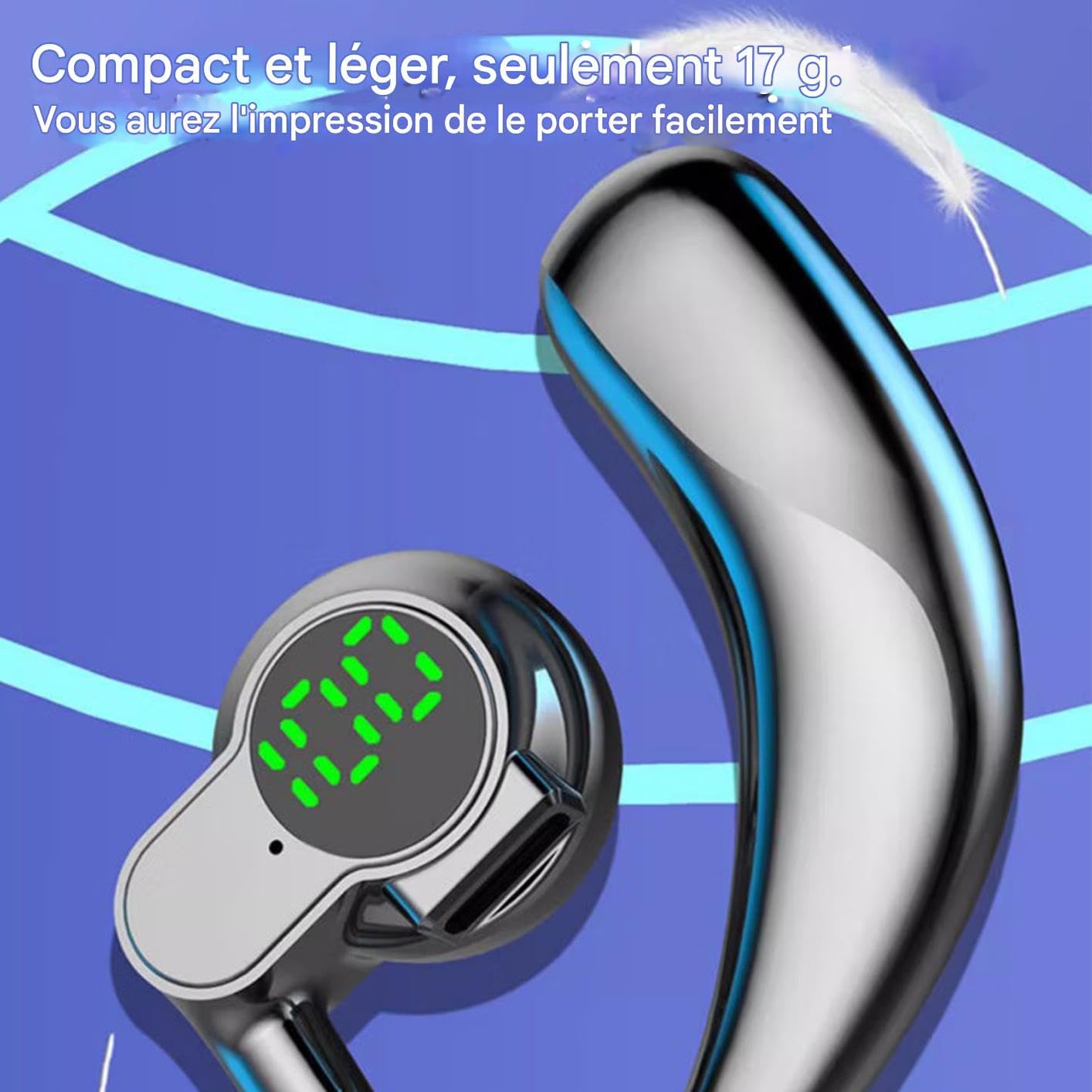Auricolari Wireless con Archetti Cuffie Con Display Digitale | Cuffie Da Palestra Per Uso Domestico Outdoor Studio Corsa Sport Allenamento Palestra Nuoto Lavoro Chiamate Telefoniche